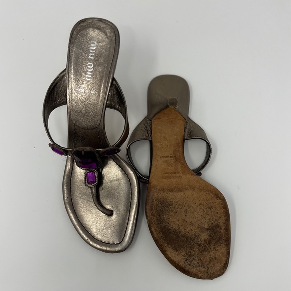 Miu Miu Metallic Leather Heel - Size 7.5/8 - Picture 4 of 9